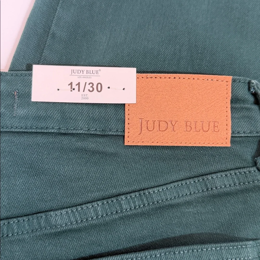 NWT Judy Blue Jeans Size 30 High Waist Cropped With Tummy Control Green - Picture 11 of 13